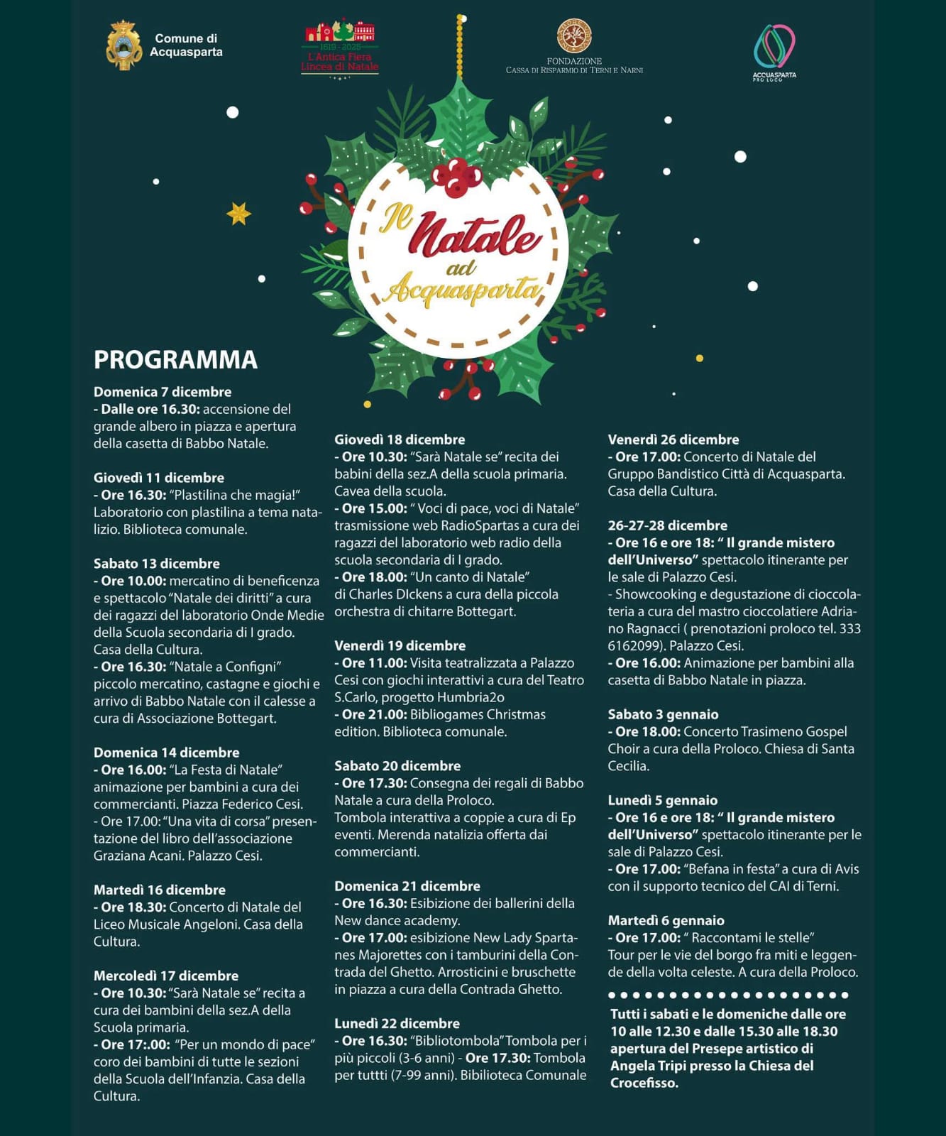 playbill Il Natale ad Acquasparta 2025 - Acquasparta